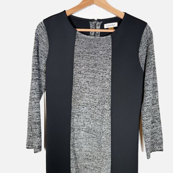 Calvin Klein Minimalist Colorblock Heather Knit Sheath Dress Work Chic M Scuba - Picture 5 of 10